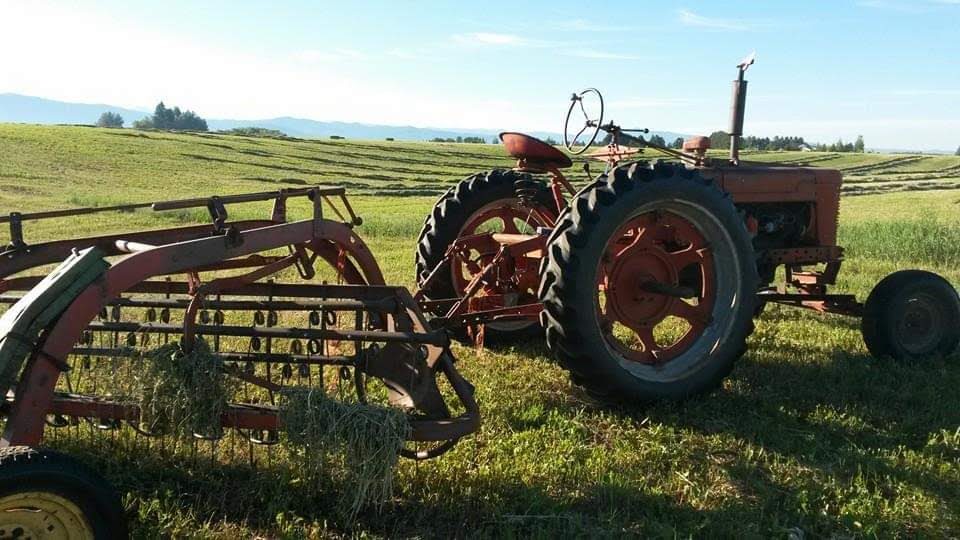 old rake and tractor